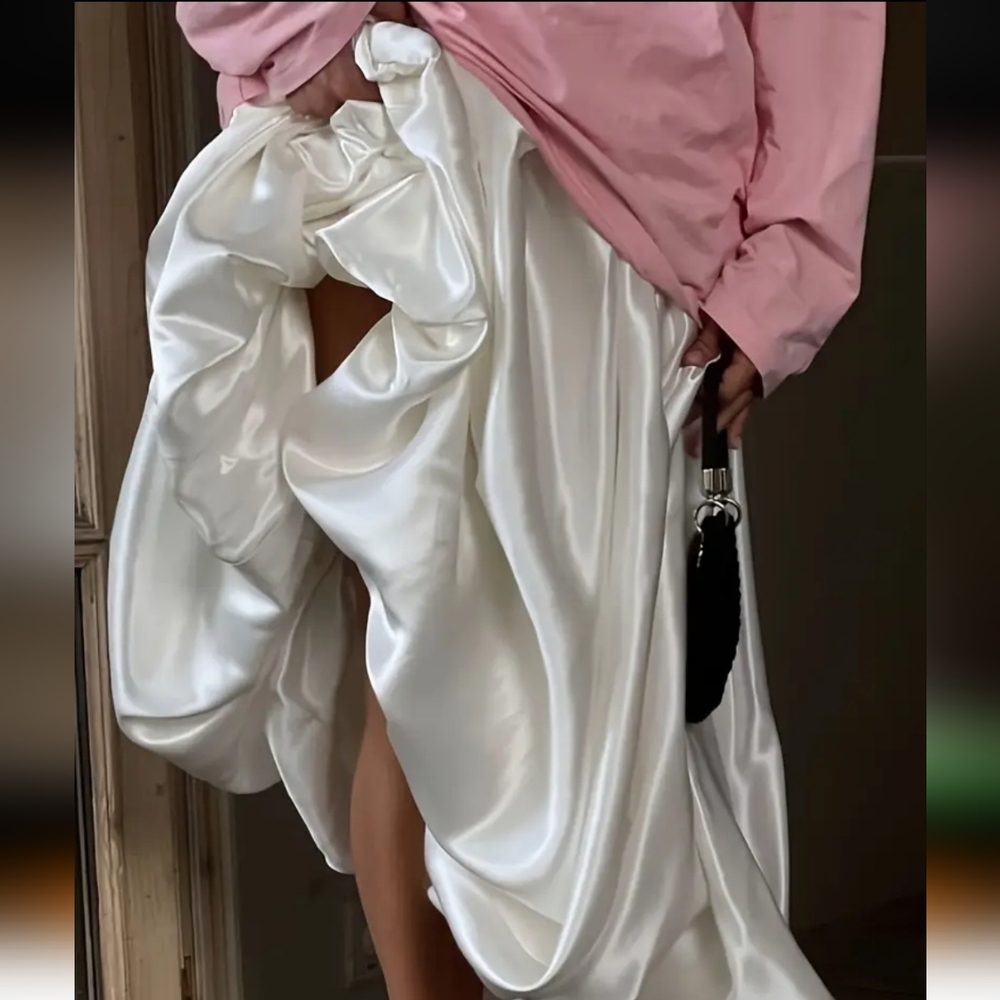 Women'S Casual High-Waisted Pleated Skirt - Spring/Summer Style, Drape Design - Picture 2 of 5